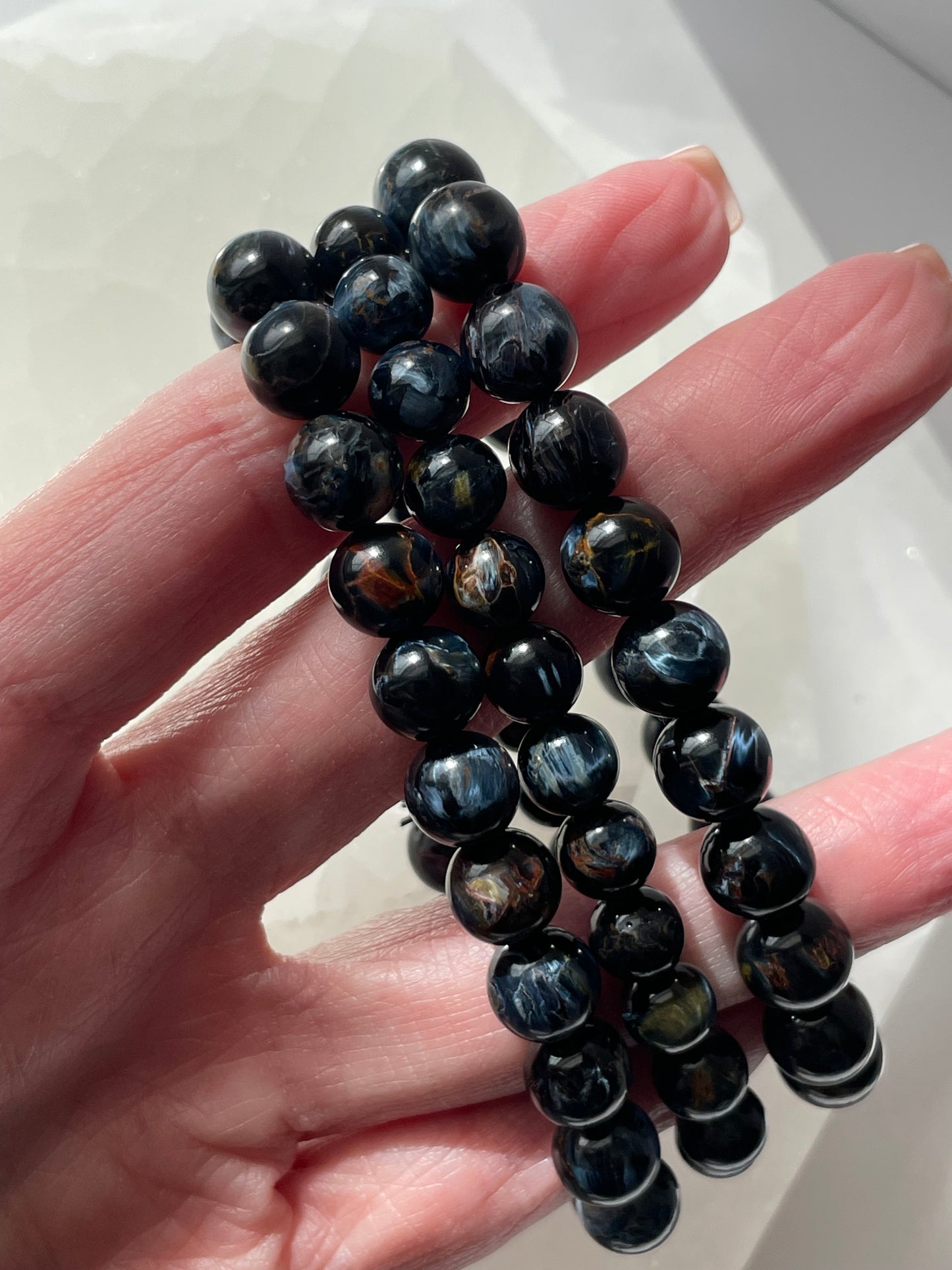 Gemmy Blue Pietersite Bracelet 8 mm RARE