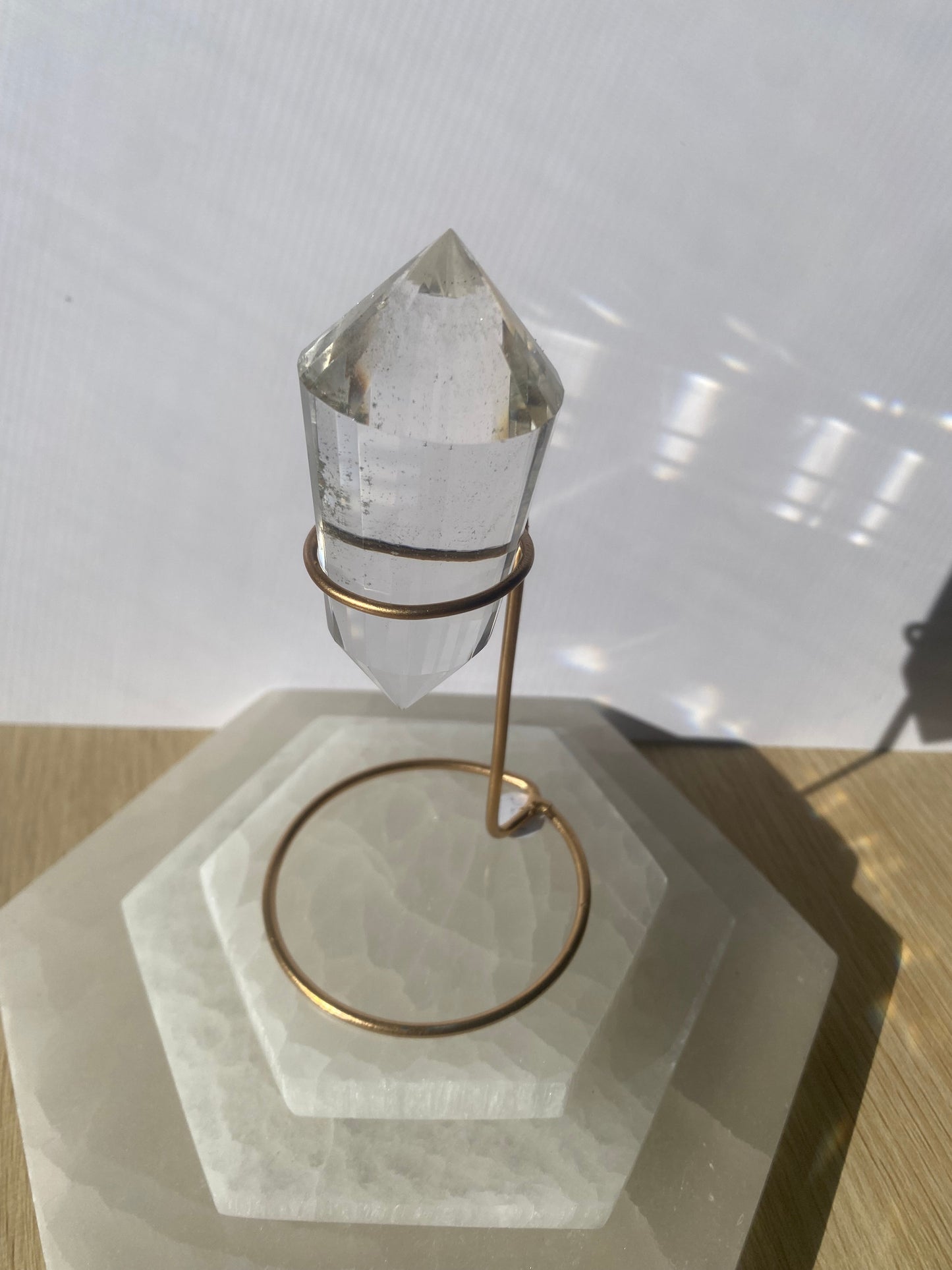 Lemurian Vogel clear quartz crystal.