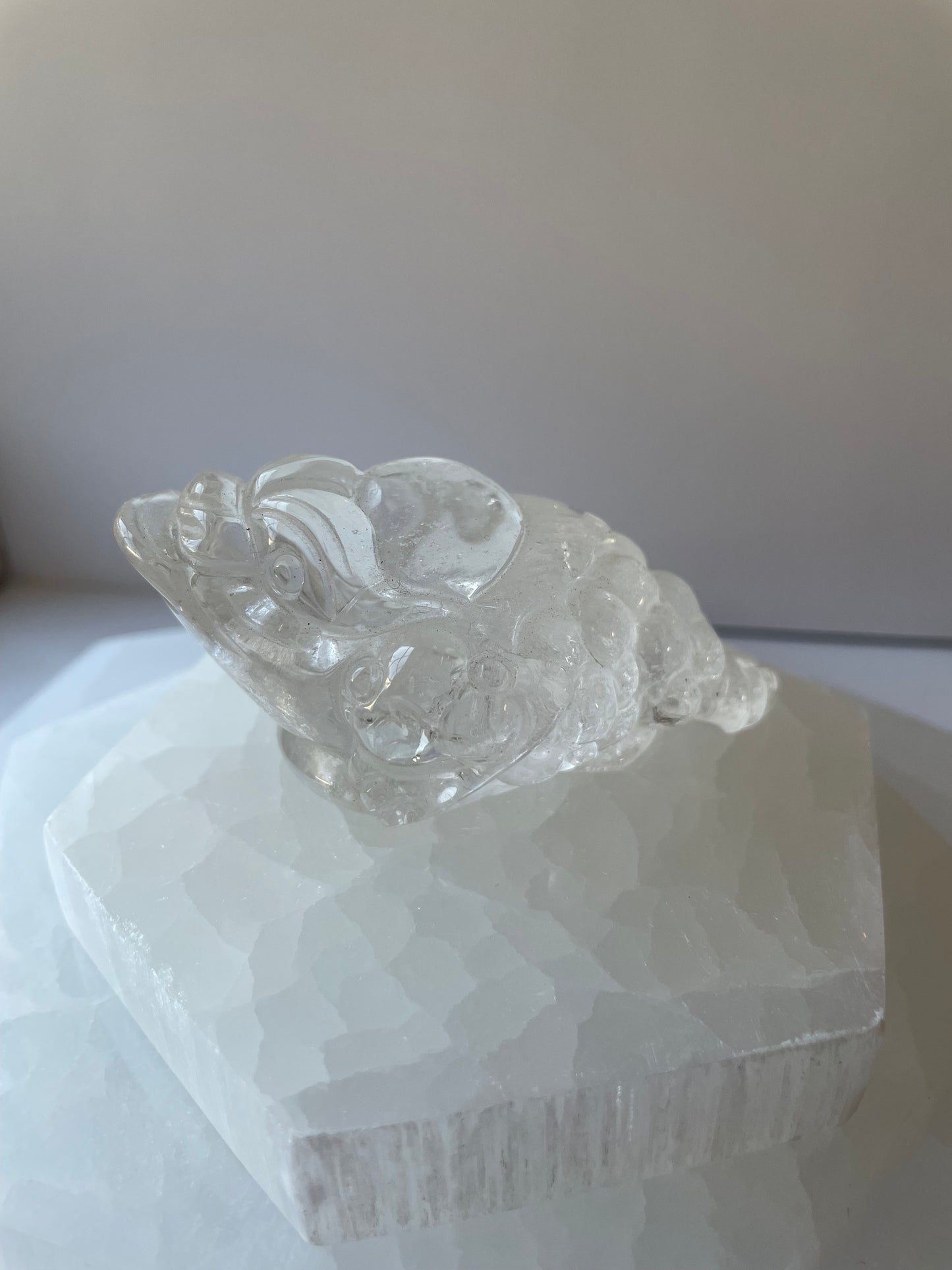 Hand Carved Clear Quartz Money Toad