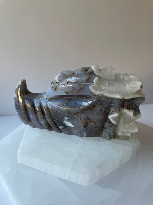 Flower Agate Dragon Head
