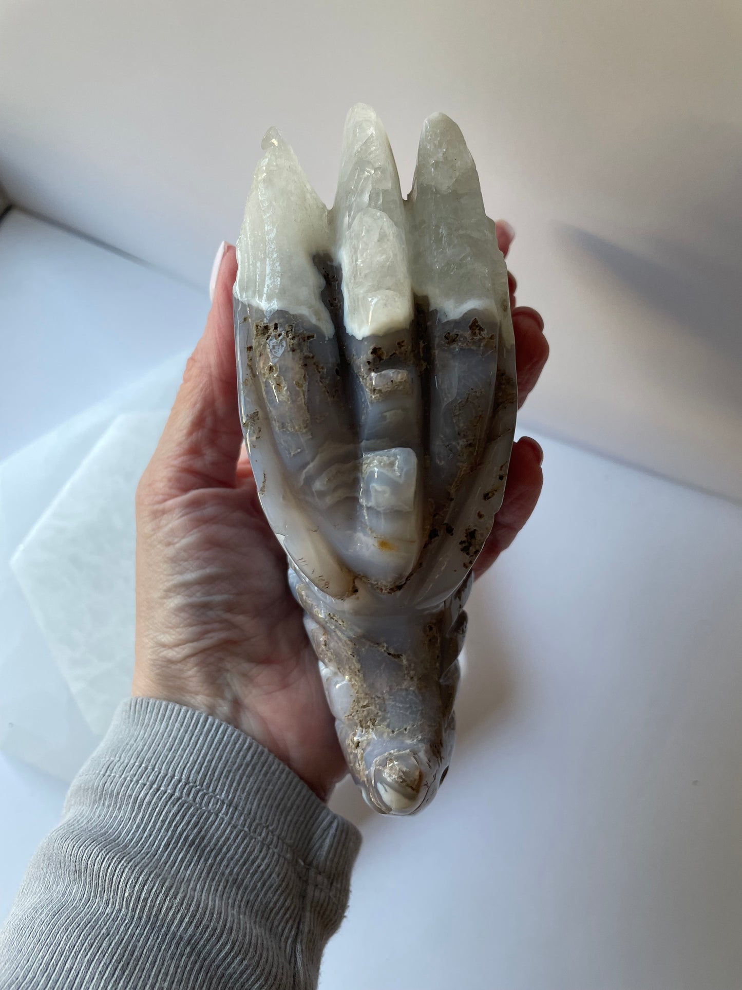 Flower Agate Dragon Head