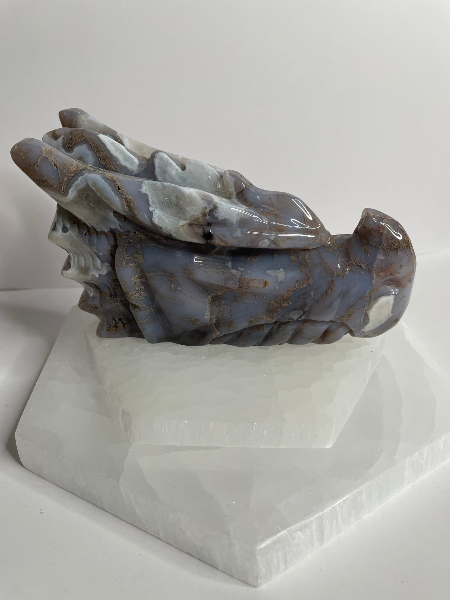 Flower Agate Dragon Head