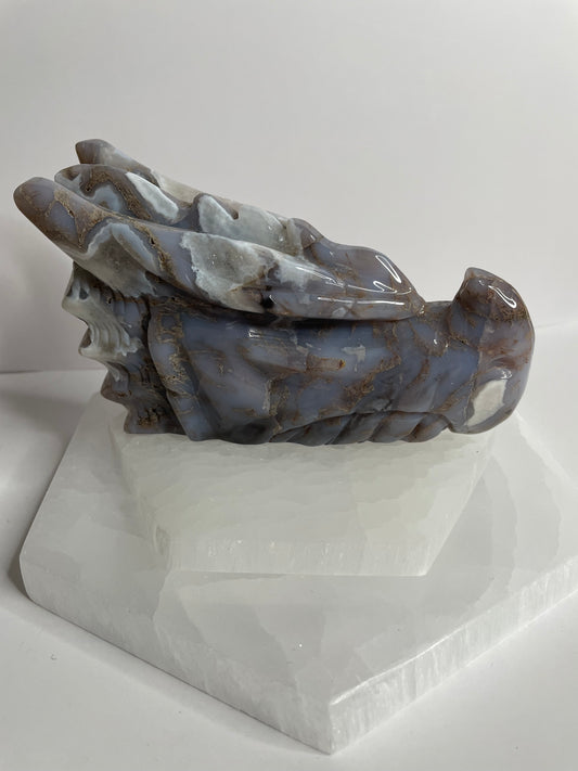 Flower Agate Dragon Head