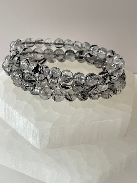 Quartz with Black Tourmaline Bracelet 6 mm