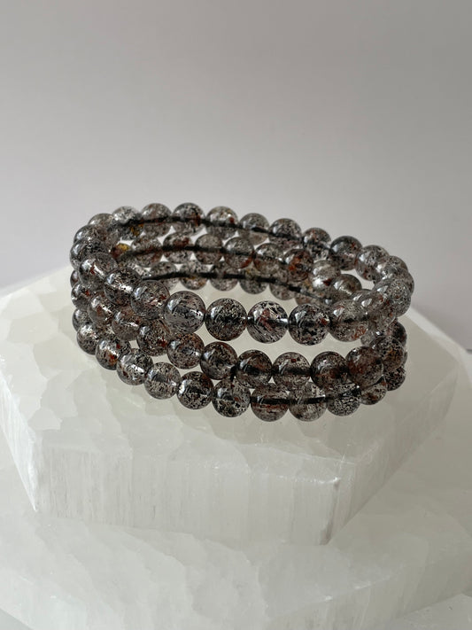 Black Mica Quartz Bracelet 8 mm