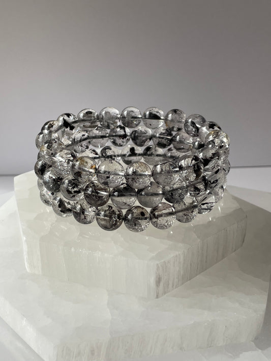 Herkimer Diamond Bracelet 9 mm - no orange iron inclusions