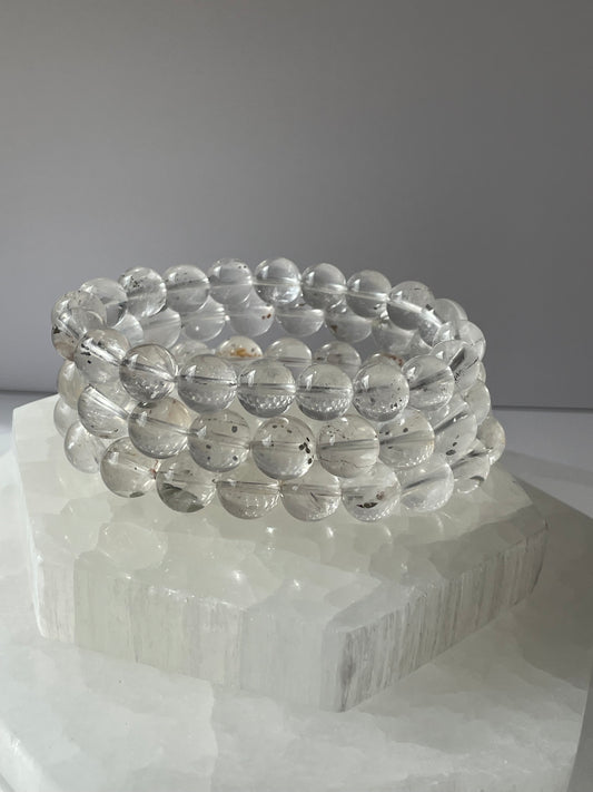 Clear Quartz with Pyrite Bracelet 10 mm