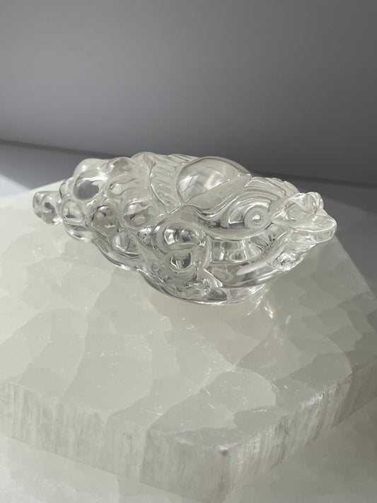 Hand Carved Clear Quartz Money Toad - Medium