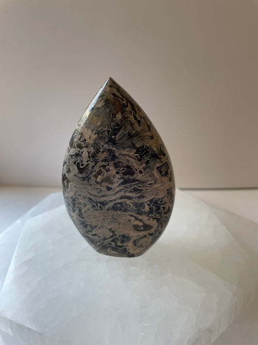 Palm Root Pyrite Flame crystal, decorative stone for meditation and home decor.