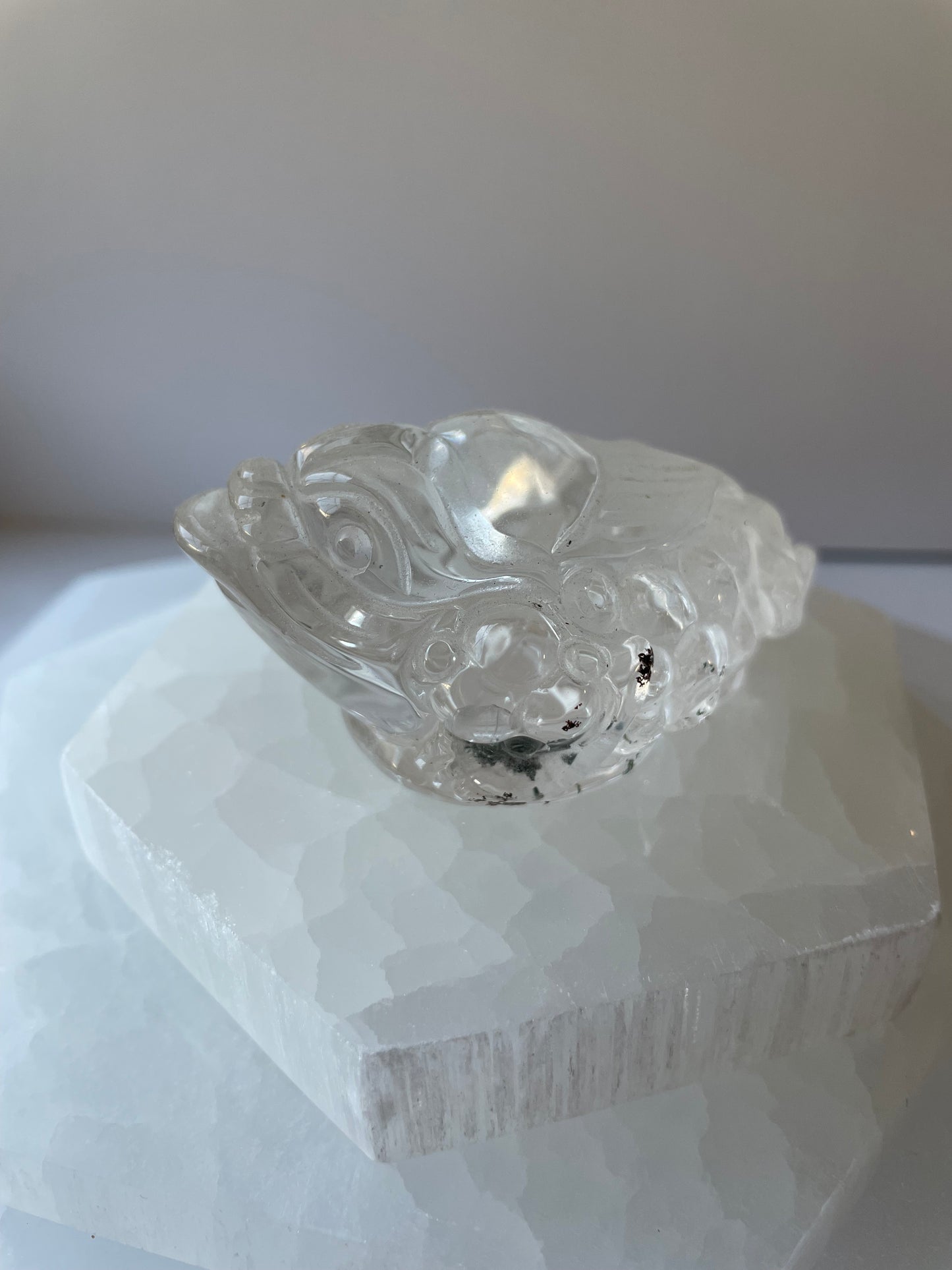 Hand Carved Clear Quartz Money Toad