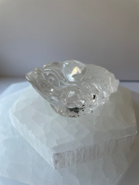 Hand Carved Clear Quartz Money Toad