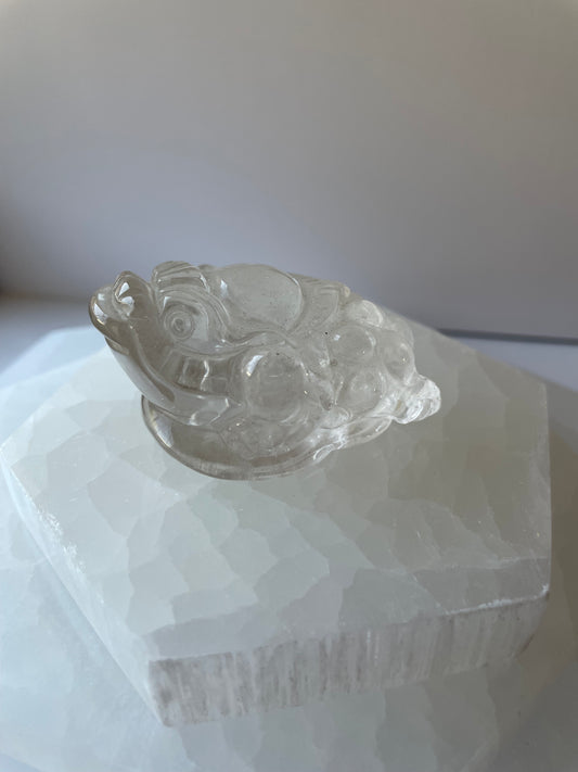 Hand Carved Clear Quartz Money Toad