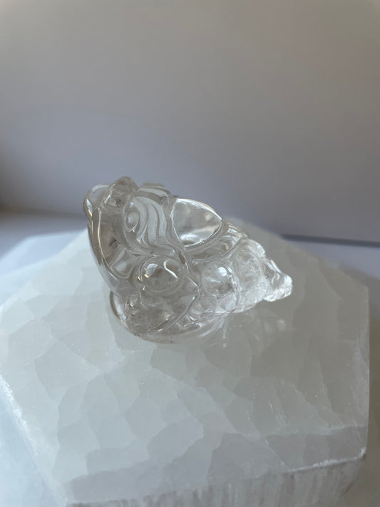 Hand Carved Clear Quartz Money Toad