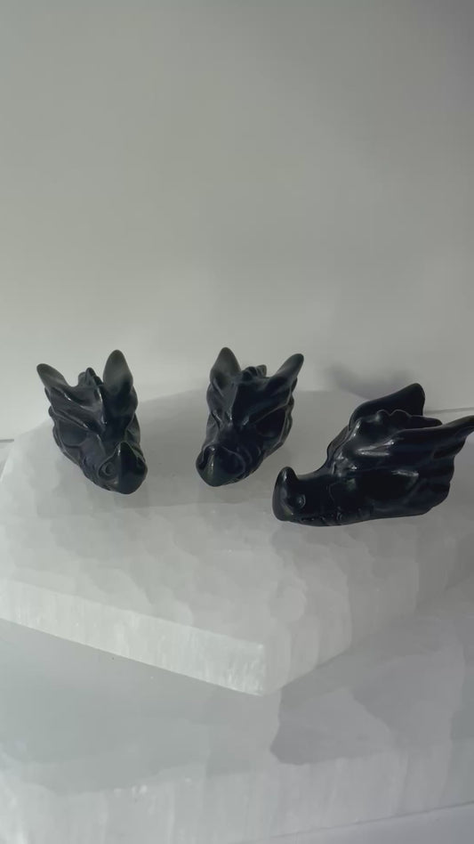 Black Obsidian Mini Dragon Head